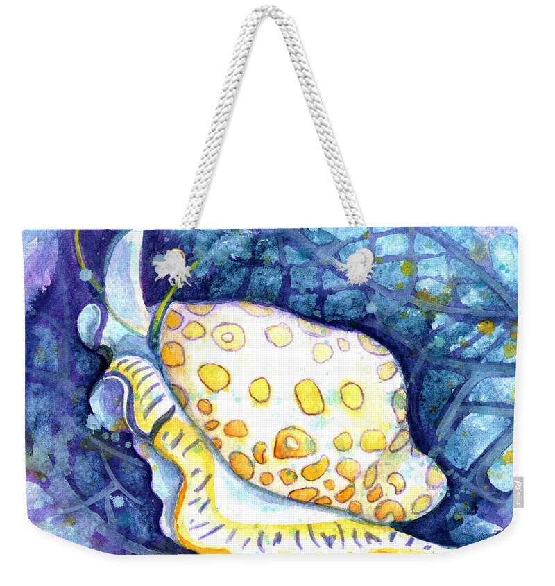 Florida Keys Weekender Tote Bag featuring the painting Flamingo Tongue by Ashley Kujan
