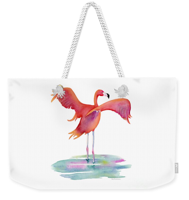 Flamingo Weekender Tote Bag featuring the painting Flamingo Wings by Amy Kirkpatrick