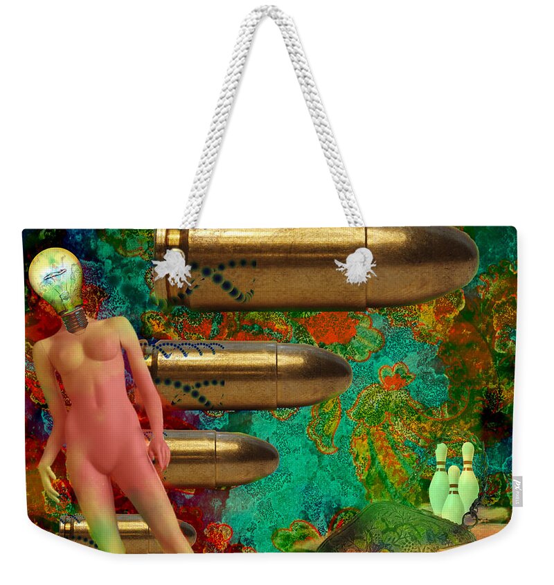 Bullet Weekender Tote Bag featuring the mixed media Flashbacks by Ally White