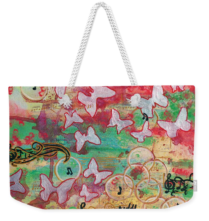 Butterfly Weekender Tote Bag featuring the painting Floating In On A Song by Donna Blackhall
