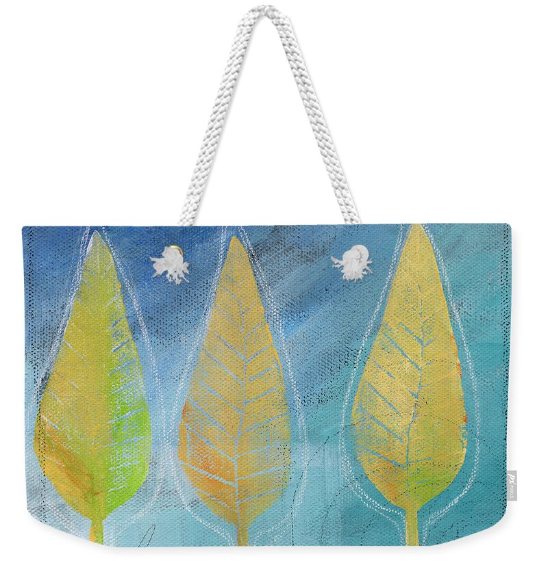 Abstract Weekender Tote Bag featuring the painting Floating by Linda Woods
