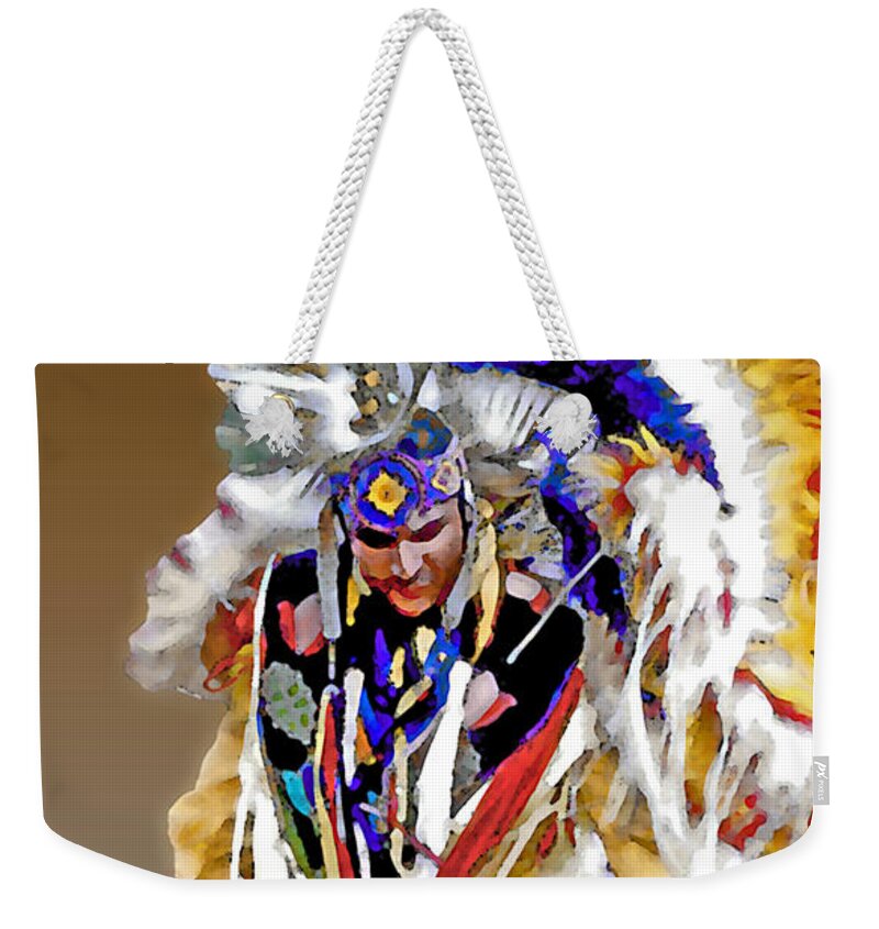 Abstract Weekender Tote Bag featuring the photograph Floating Native Dancer by Linda Parker
