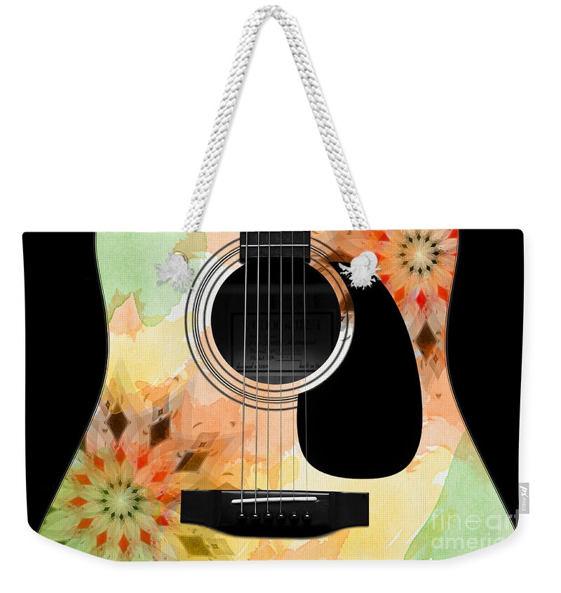 Abstract Weekender Tote Bag featuring the digital art Floral Abstract Guitar 13 by Andee Design