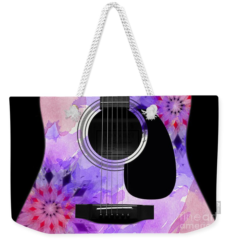Abstract Weekender Tote Bag featuring the digital art Floral Abstract Guitar 18 by Andee Design