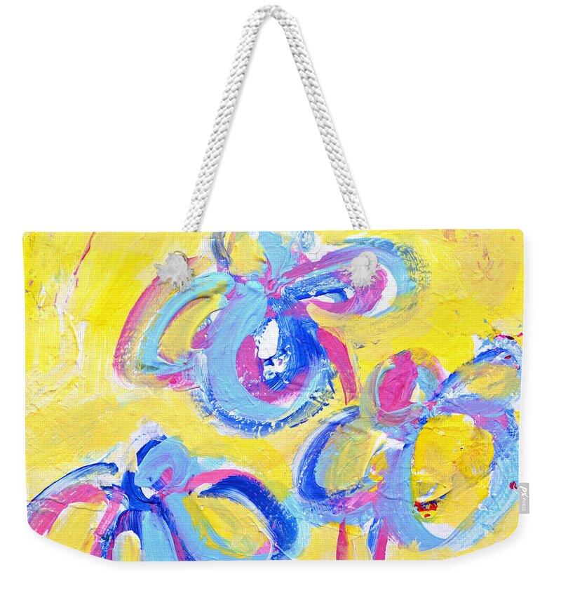 Floral Painting Weekender Tote Bag featuring the painting Abstract Flowers Silhouette No 13 by Patricia Awapara