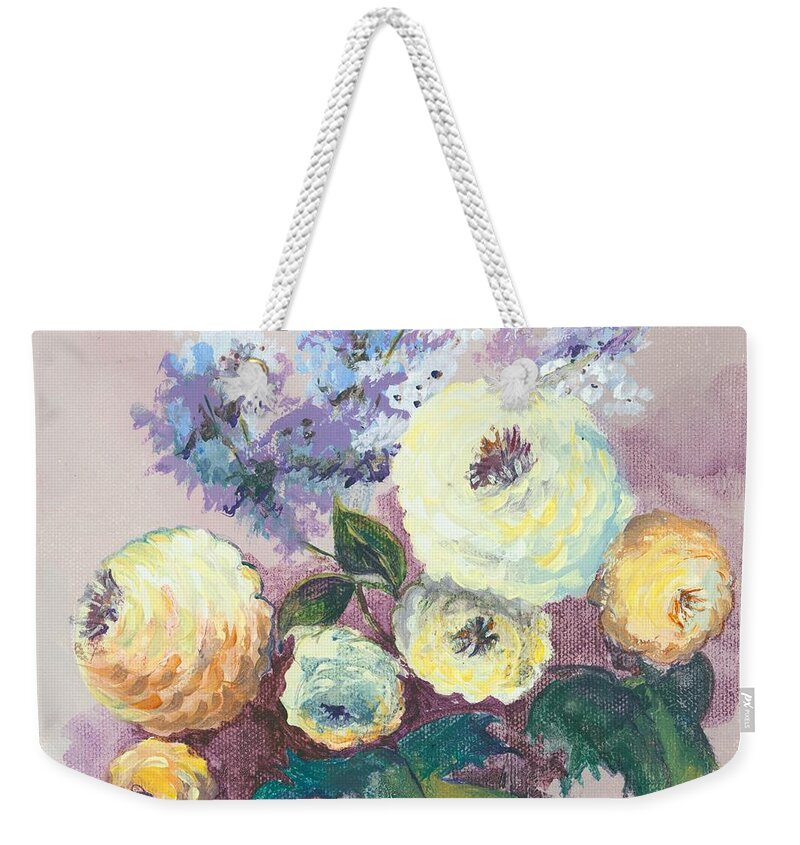 Flowers Weekender Tote Bag featuring the painting Floral I by Elisabeta Hermann
