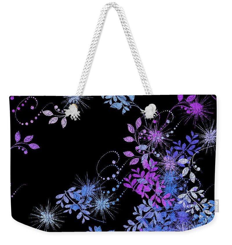 Black Weekender Tote Bag featuring the digital art Floralities - 02a by Variance Collections