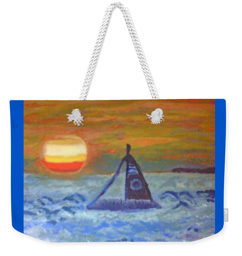 Florida Weekender Tote Bag featuring the painting Florida Key Sunset by Suzanne Berthier