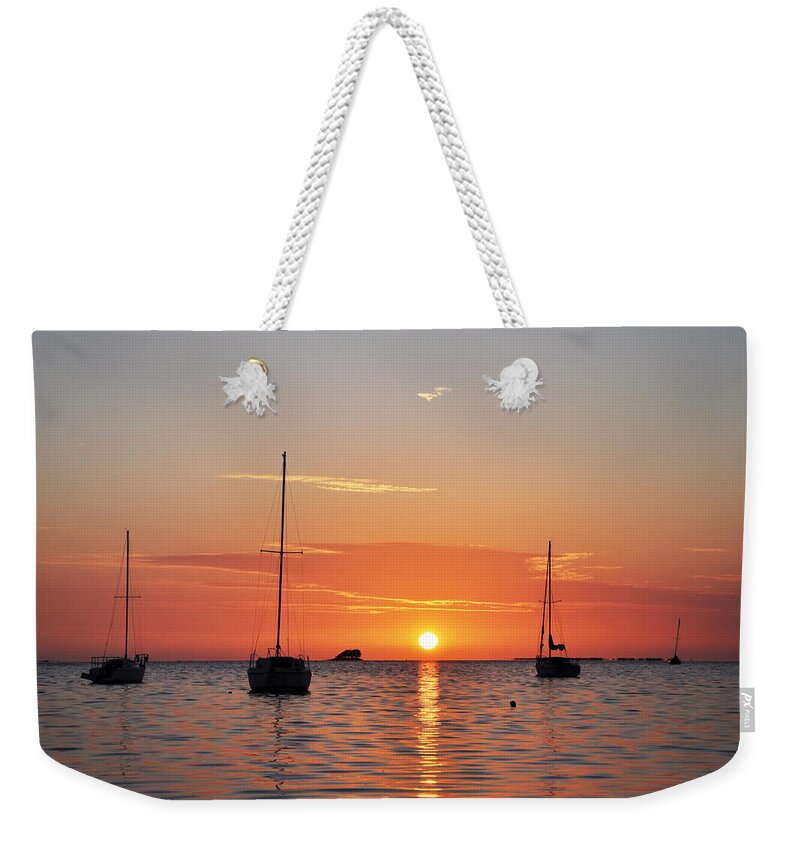 Florida Weekender Tote Bag featuring the photograph Florida Sailboat Sunset by Bill Cannon