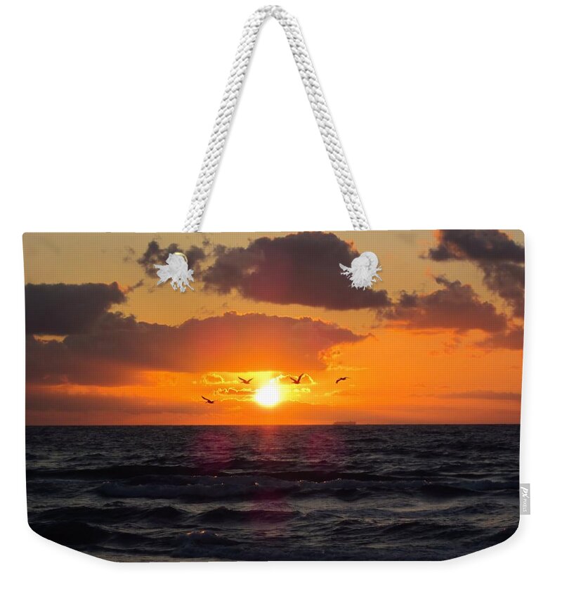 Pelicans Weekender Tote Bag featuring the photograph Florida Sunrise by MTBobbins Photography