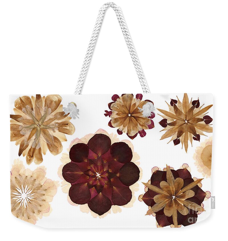 Flower Weekender Tote Bag featuring the photograph Flower Petal Composition 1 by Michelle Bien