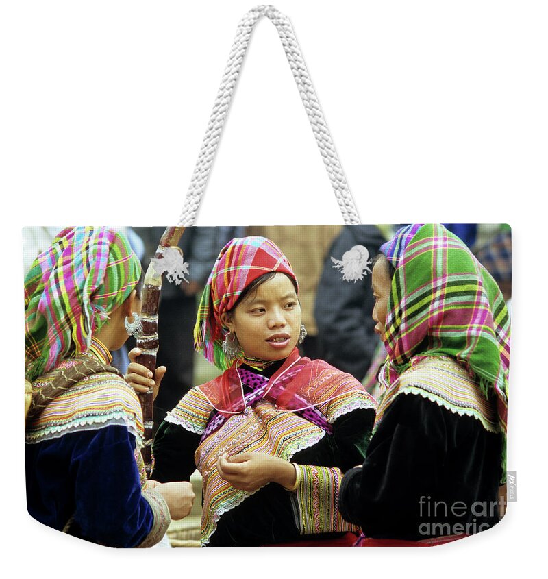 Vietnam Weekender Tote Bag featuring the photograph Flower Hmong Women by Rick Piper Photography