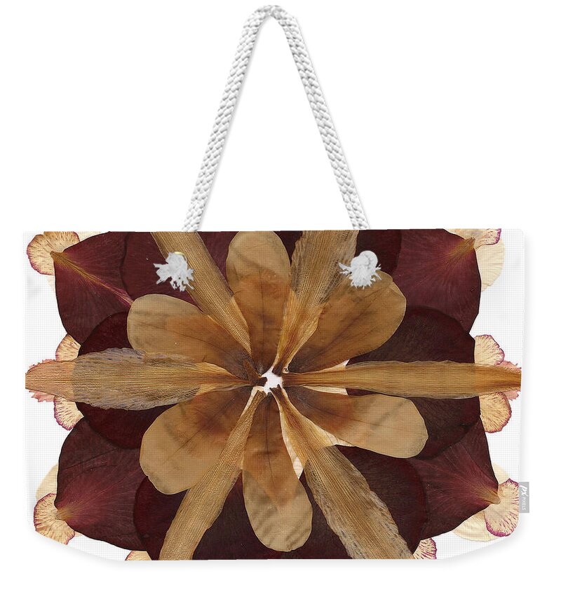 Flower Weekender Tote Bag featuring the mixed media Flower Mandala 3 by Michelle Bien