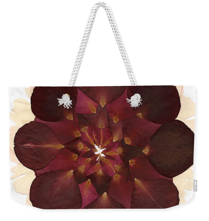 Flower Weekender Tote Bag featuring the mixed media Flower Mandala 8 by Michelle Bien