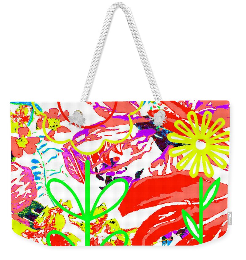 Flowers Weekender Tote Bag featuring the mixed media Flower Power by Beth Saffer