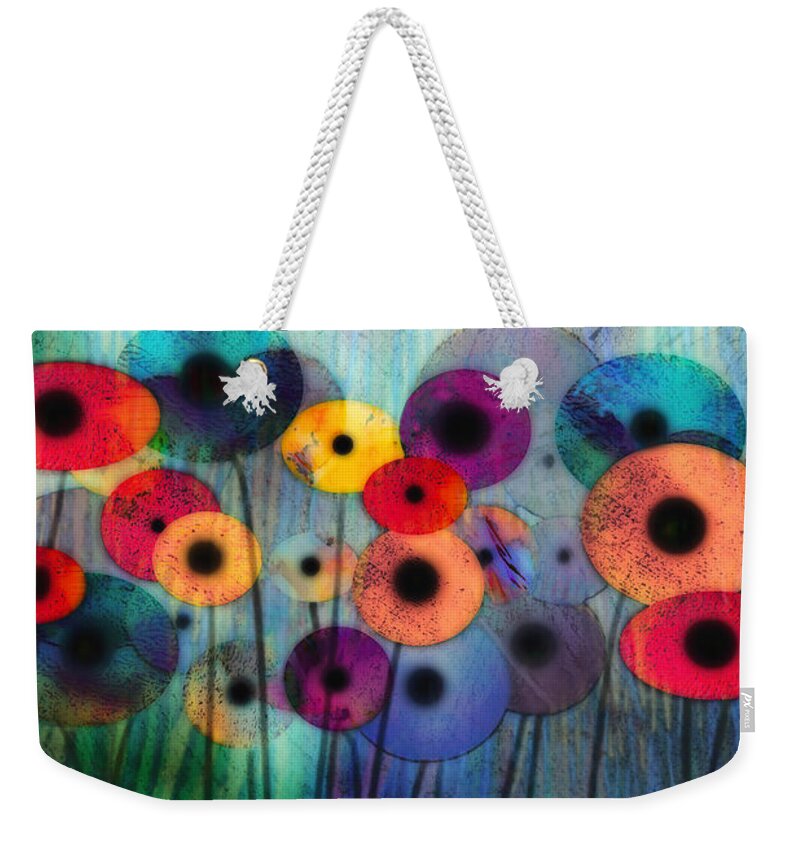 Flower Weekender Tote Bag featuring the digital art Flower Power Three by Ann Powell