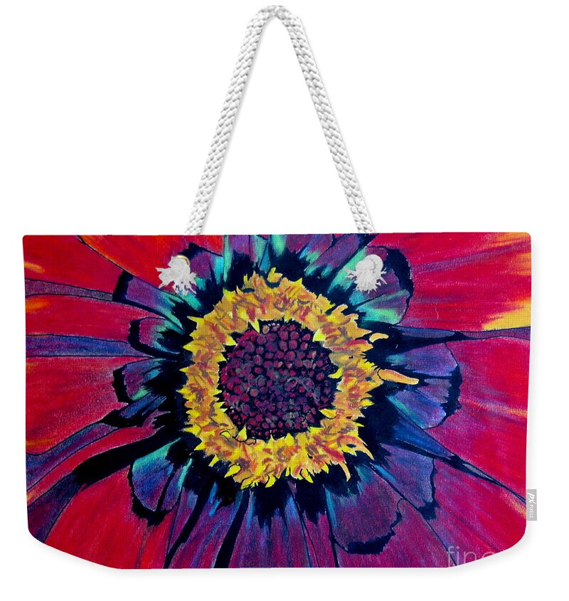Flower Weekender Tote Bag featuring the pastel Flowerburst by Rory Siegel