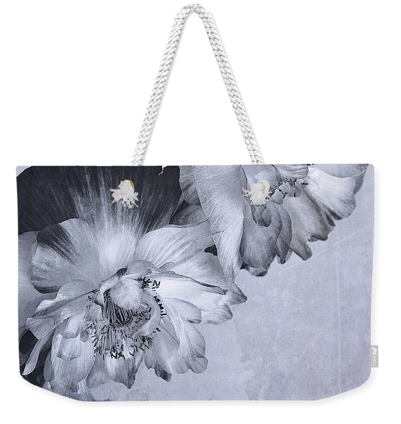 Canadian Artist Weekender Tote Bag featuring the photograph Flowers And Haiku by Theresa Tahara