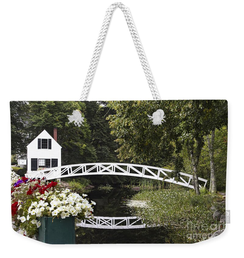 Maine Weekender Tote Bag featuring the photograph Flowers and Reflections by Karin Pinkham