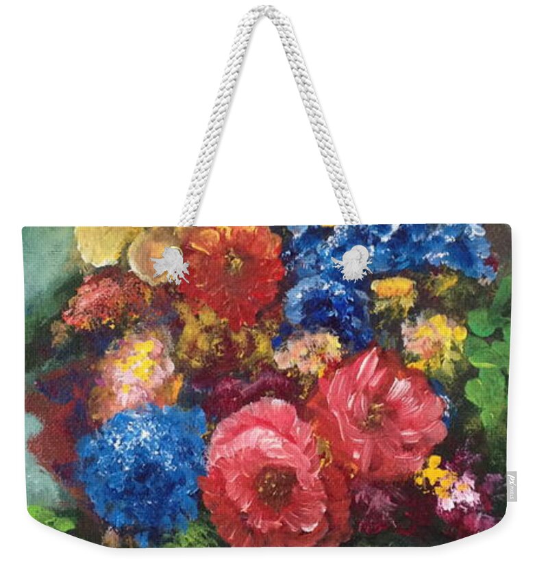 Flowers Weekender Tote Bag featuring the painting Flowers by Bozena Zajaczkowska