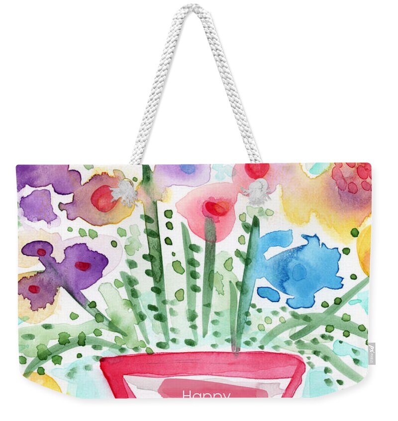 Flowers Weekender Tote Bag featuring the painting Flowers for Mom- Mother's Day Card by Linda Woods
