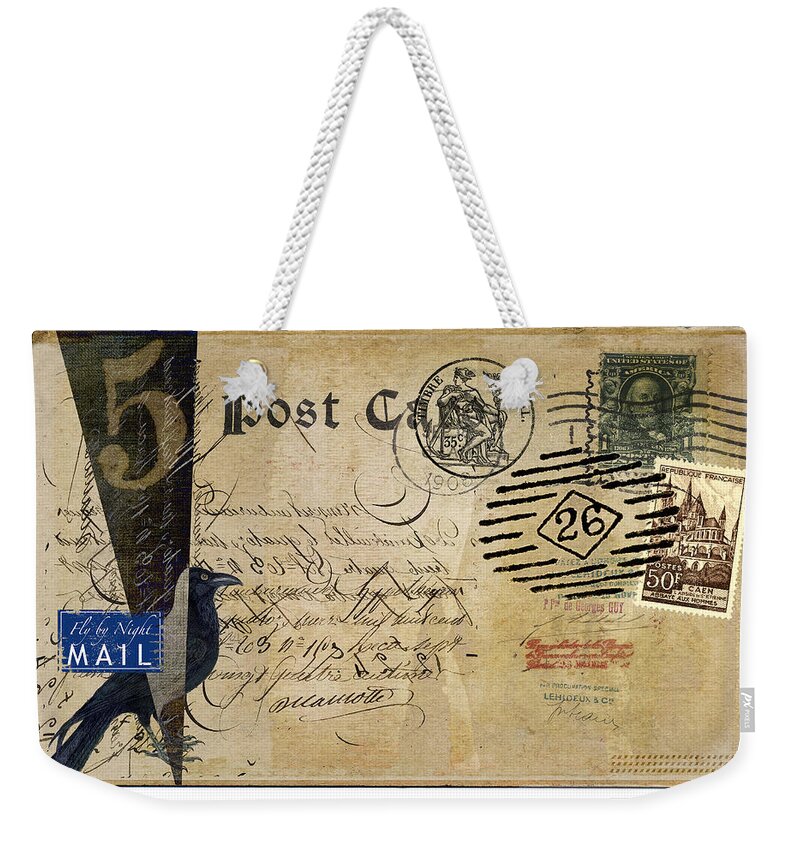 Post Card Weekender Tote Bag featuring the photograph Fly By Night Mail by Carol Leigh