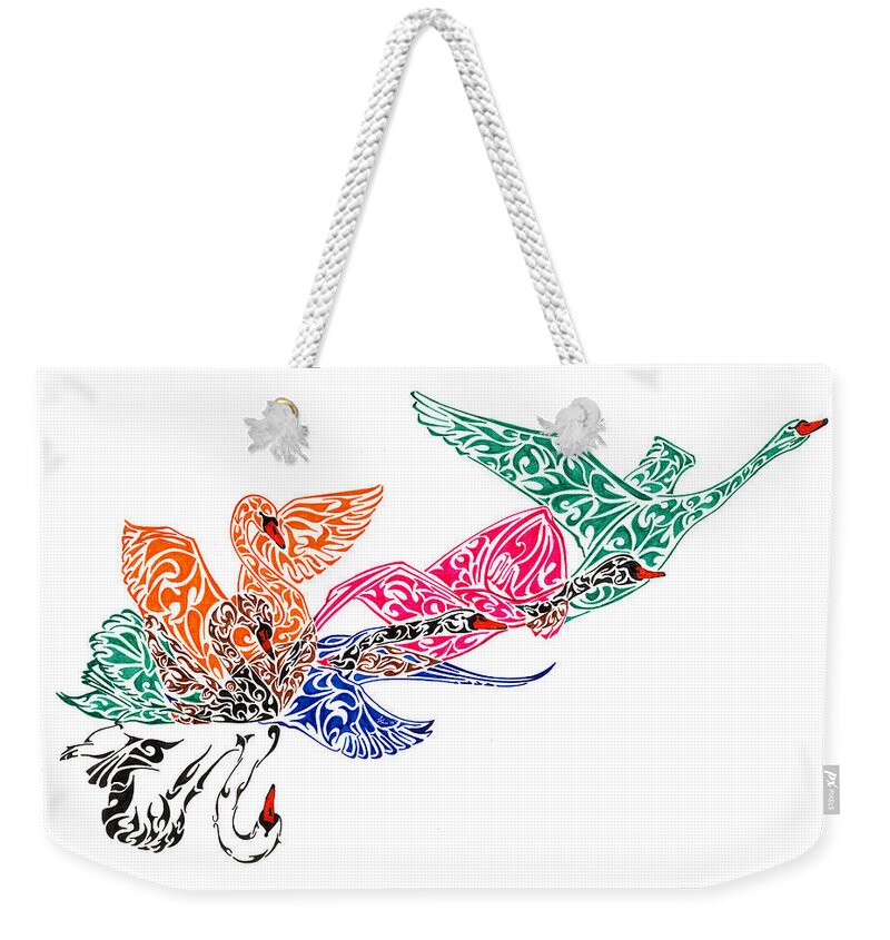 Doodle Weekender Tote Bag featuring the painting Fly High by Anushree Santhosh
