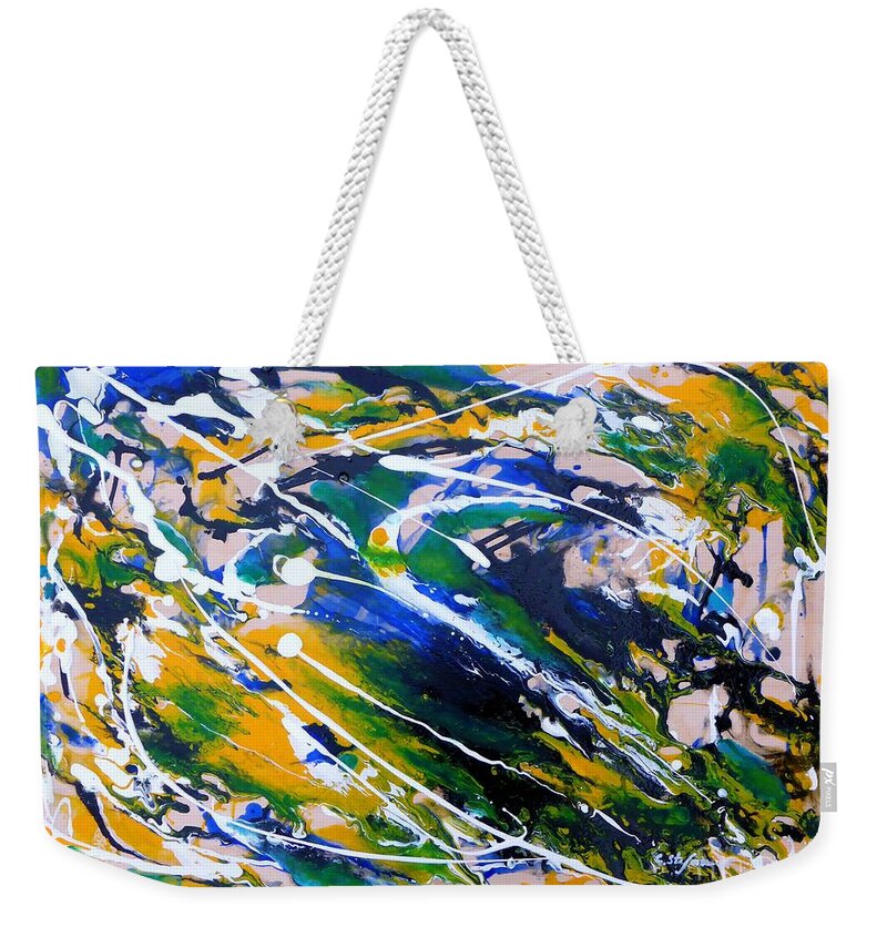 Colour Weekender Tote Bag featuring the painting Flying Bird by Cristina Stefan