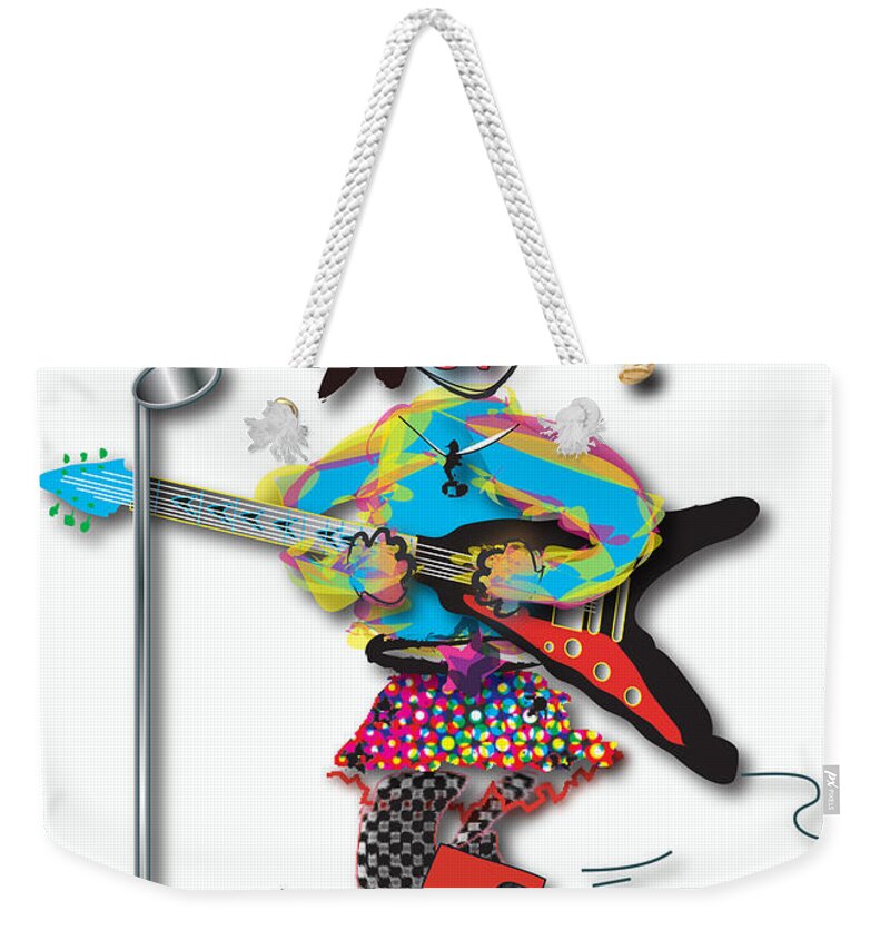 Music Weekender Tote Bag featuring the digital art Flying V Girl by Marvin Blaine