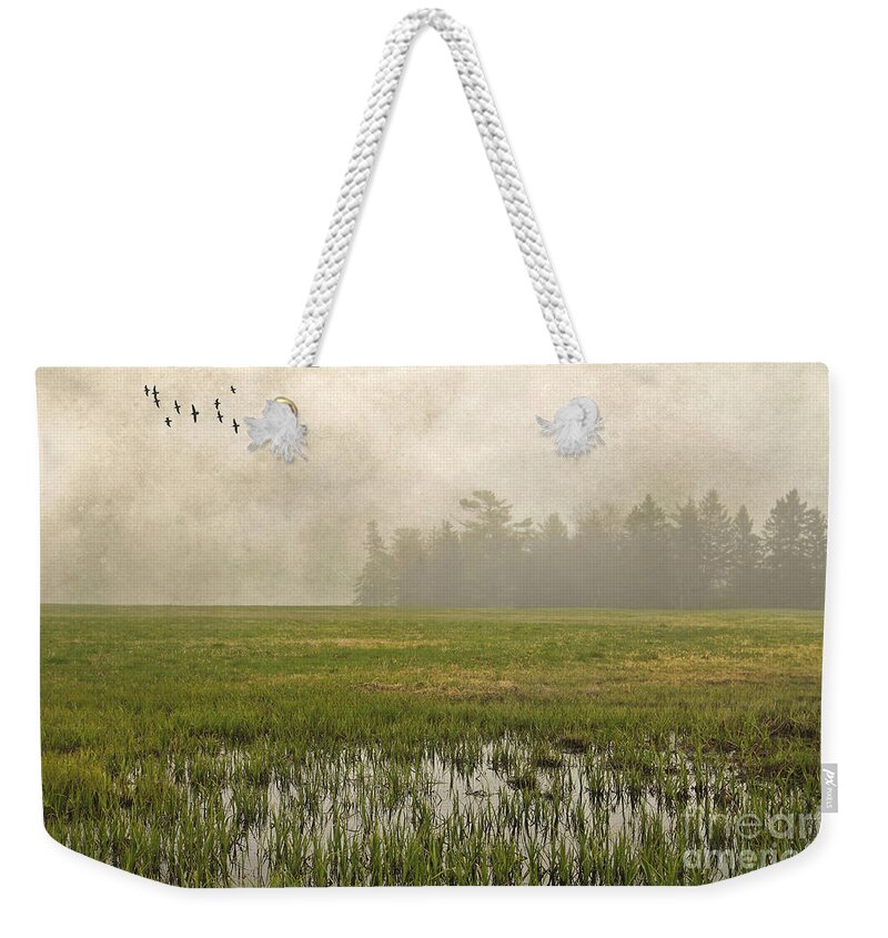 Maine Weekender Tote Bag featuring the photograph Foggy Flying by Karin Pinkham