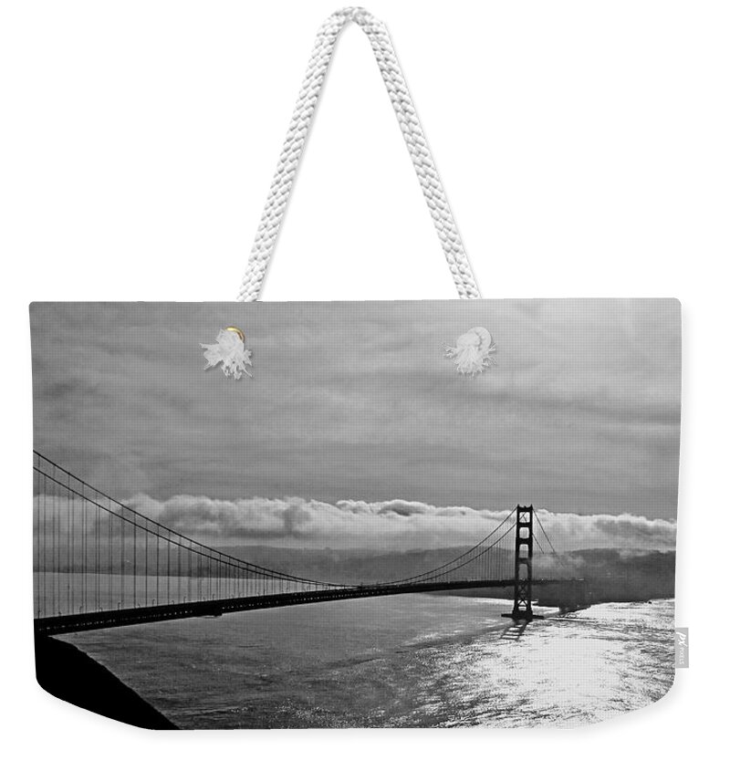 Golden Gate Bridge Weekender Tote Bag featuring the photograph Foggy Golden Gate Bridge by Kathi Isserman