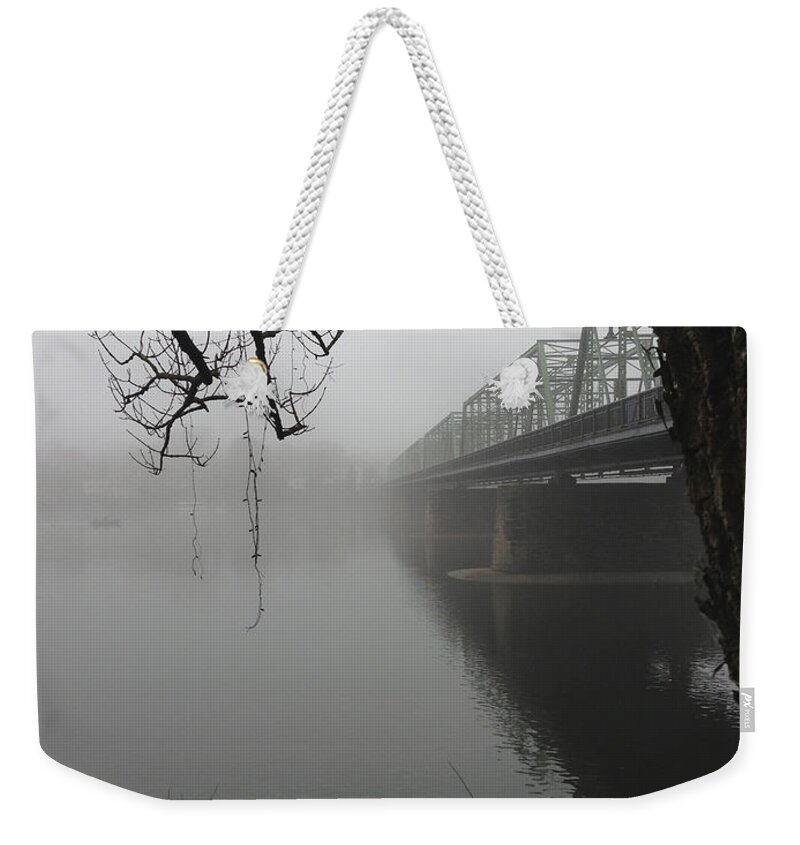 Boats Weekender Tote Bag featuring the photograph Foggy Morning in Paradise - The Bridge by Christopher Plummer