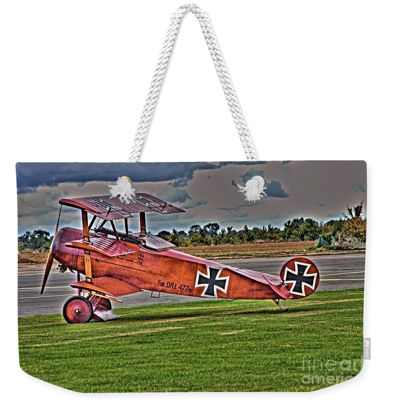 Copyright B J Hayden Weekender Tote Bag featuring the photograph Fokker Tri-plane by Jeremy Hayden