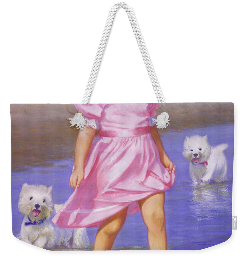 West Highland Terrier Weekender Tote Bag featuring the painting Follow Me by Candace Lovely