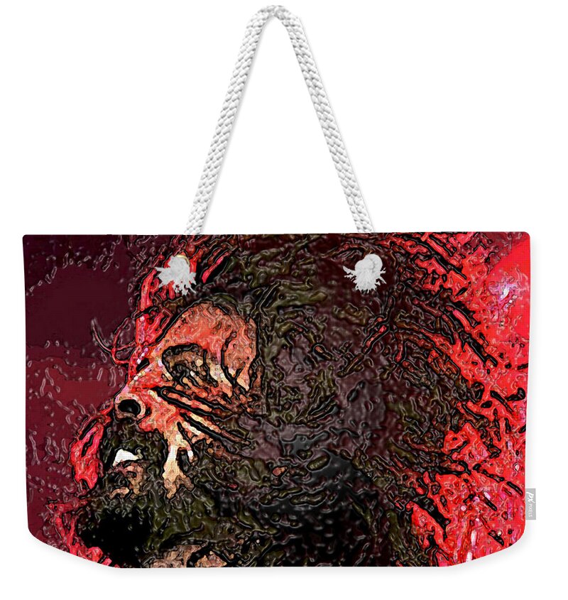 David Grohl Weekender Tote Bag featuring the painting Foo Fighter by John Travisano