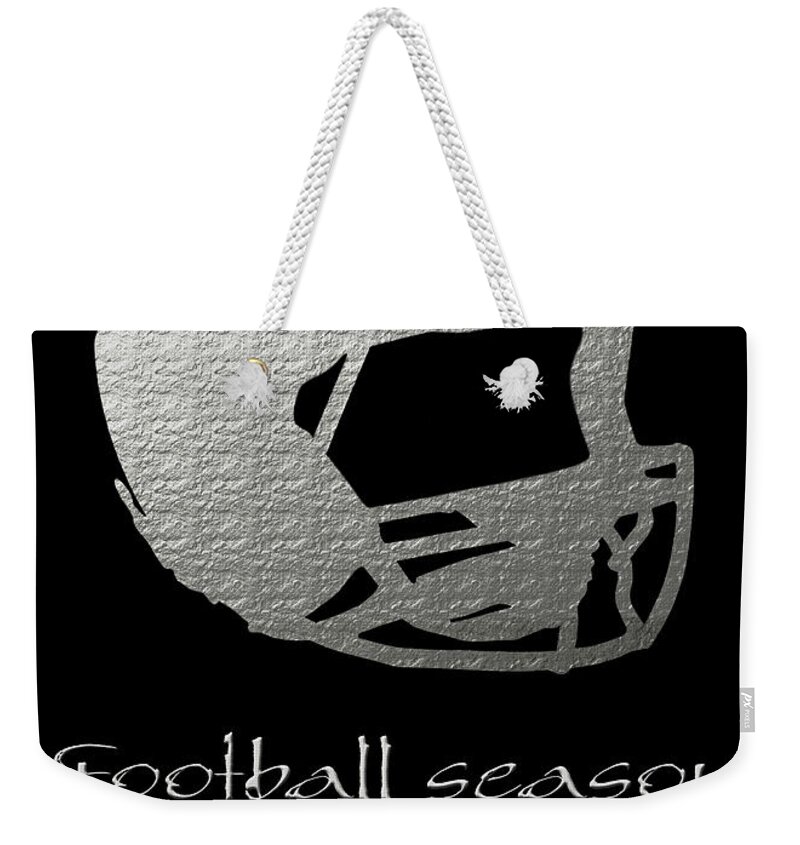 Andee Design Football Weekender Tote Bag featuring the digital art Football Season Should Be Year Round In Silver by Andee Design