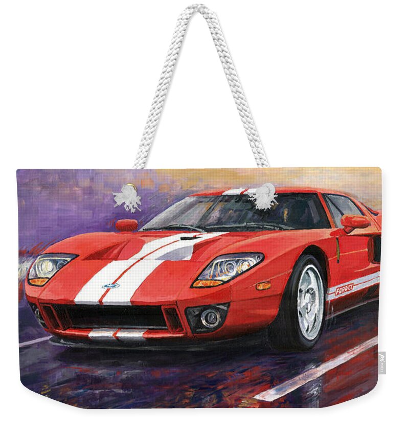 Automotive Weekender Tote Bag featuring the painting Ford GT 2005 by Yuriy Shevchuk