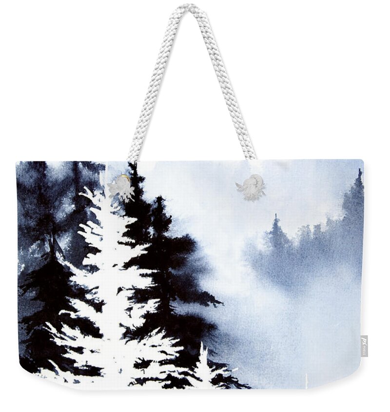 Forest Indigo Weekender Tote Bag featuring the painting Forest Indigo by Teresa Ascone