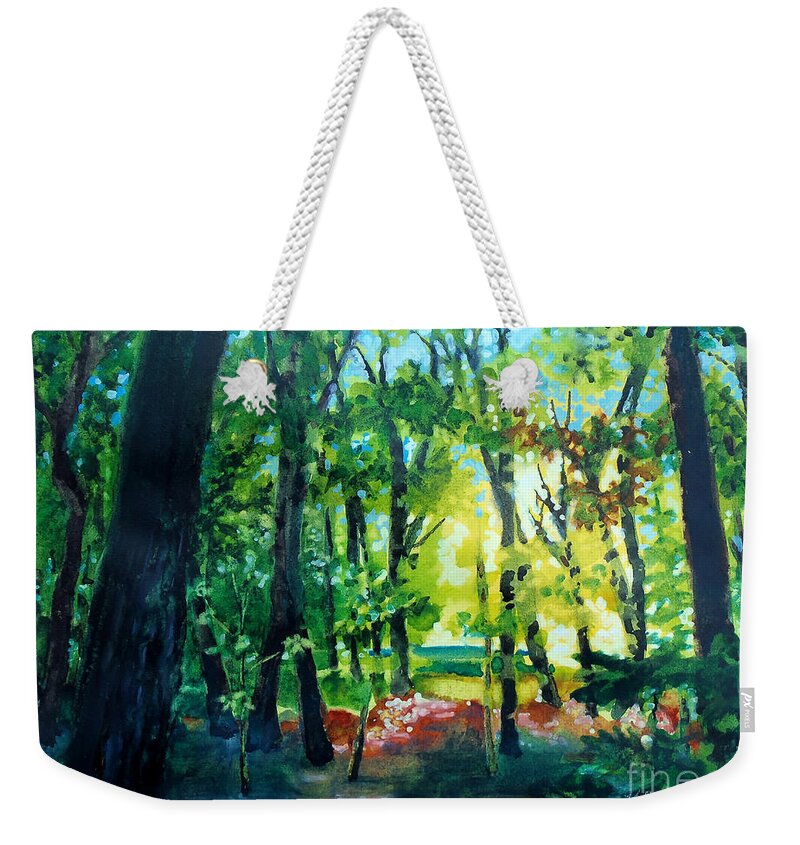 Painting Weekender Tote Bag featuring the painting Forest Scene 1 by Kathy Braud