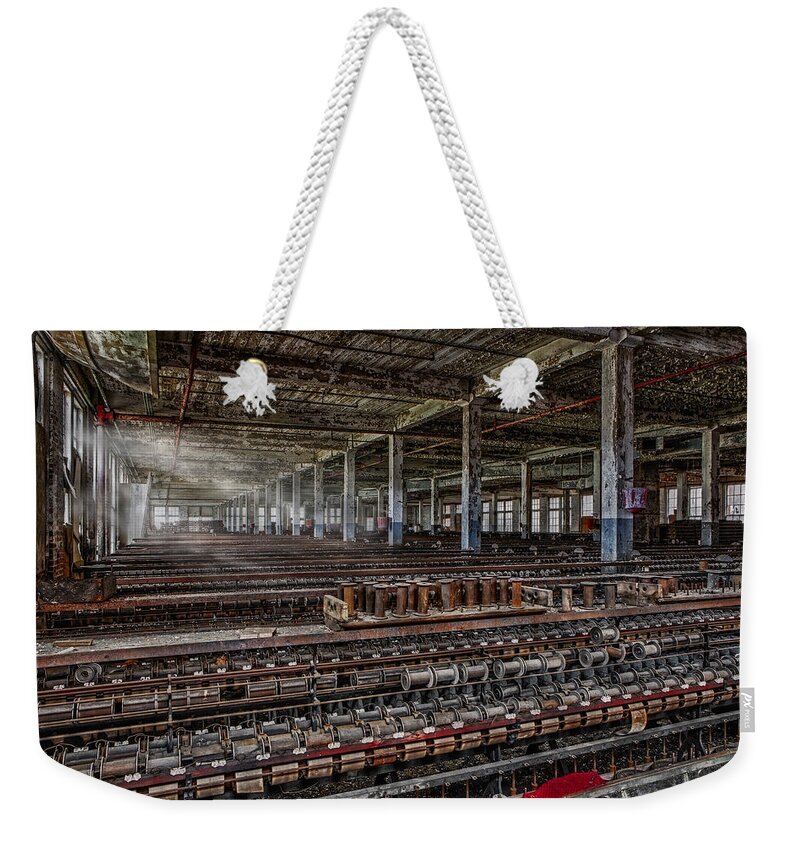 Lonaconing Weekender Tote Bag featuring the photograph Forgotten Silk Mill by Susan Candelario