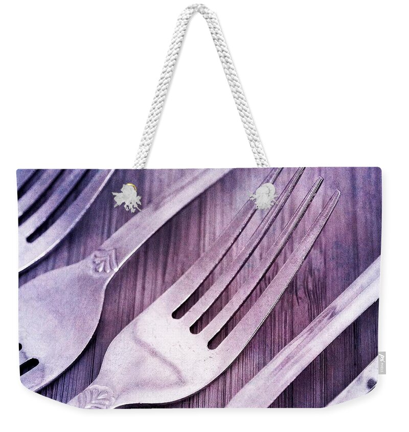 Forks Weekender Tote Bag featuring the photograph Forks by Priska Wettstein