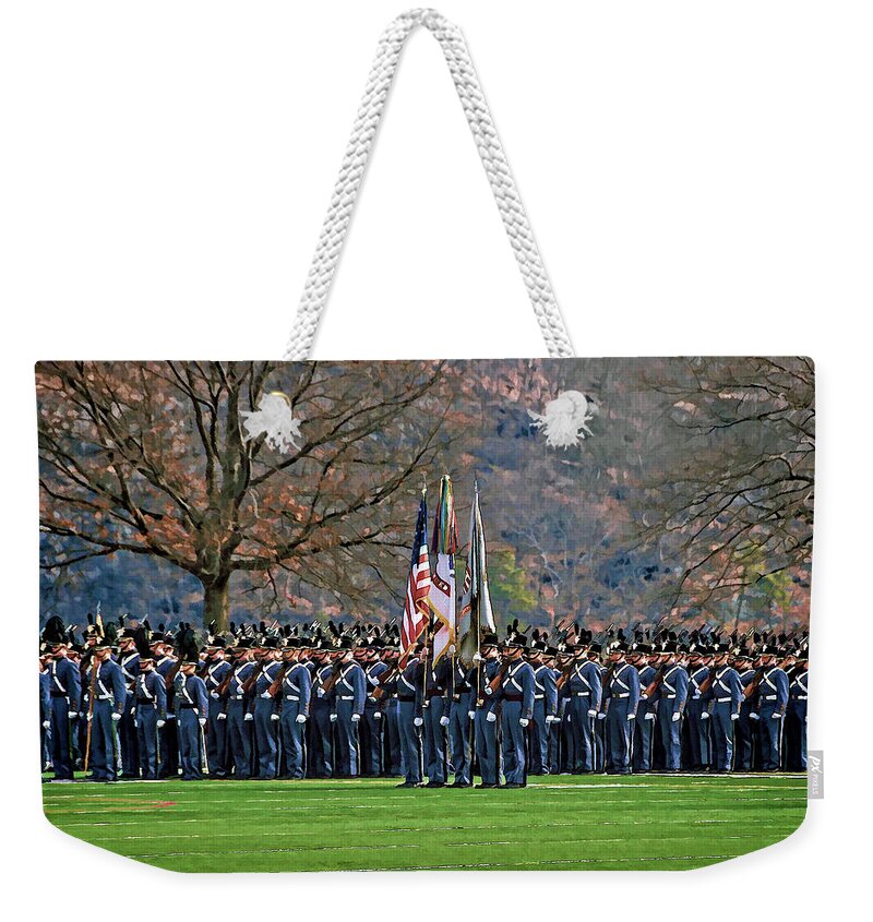 Usma Weekender Tote Bag featuring the photograph Formation Before Parent Weekend Parade by Jerry Gammon