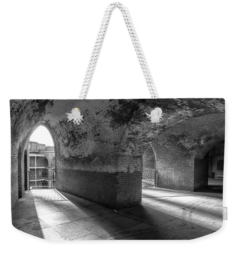 Landscape Weekender Tote Bag featuring the photograph Fort Point BW by Jonathan Nguyen