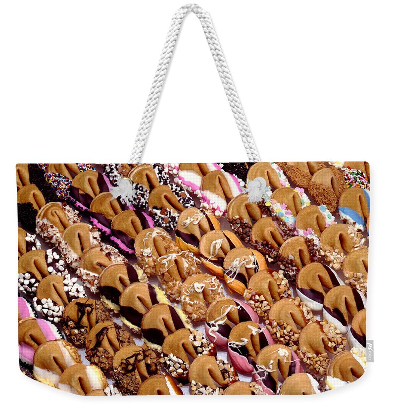 #fortune Weekender Tote Bag featuring the photograph Fortune Cookies by Iris Richardson