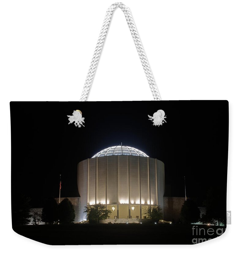 Founders Weekender Tote Bag featuring the photograph Founders Hall at Night by Mark Dodd
