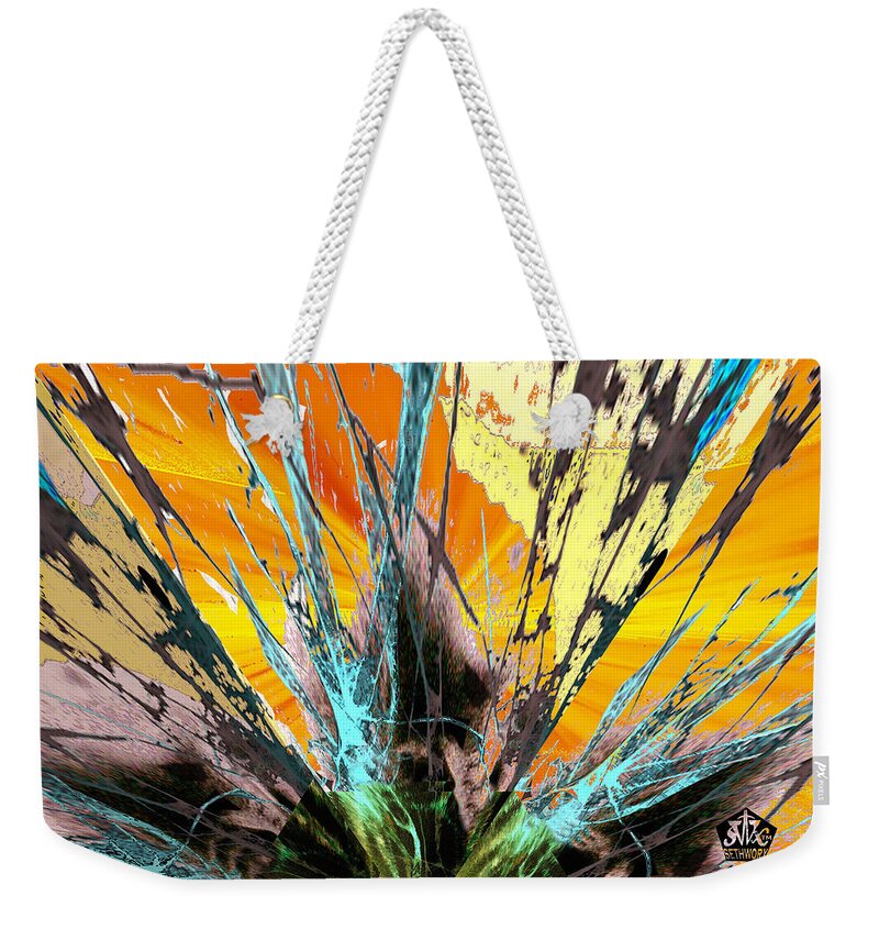 Fractured Sunset Weekender Tote Bag featuring the digital art Fractured Sunset by Seth Weaver