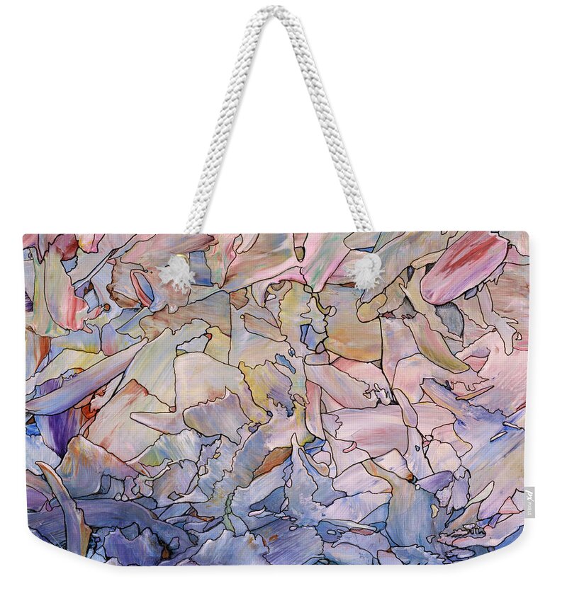 Abstract Weekender Tote Bag featuring the painting Fragmented Sea - Square by James W Johnson