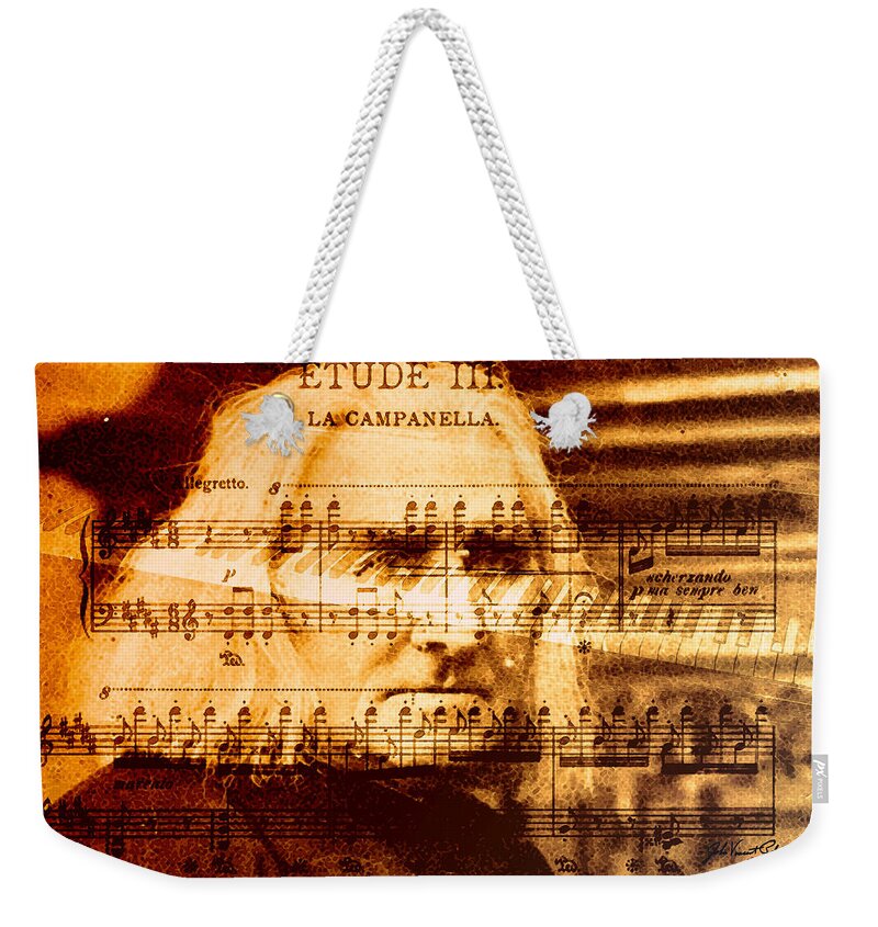 Classical Music Weekender Tote Bag featuring the digital art Franz Liszt by John Vincent Palozzi