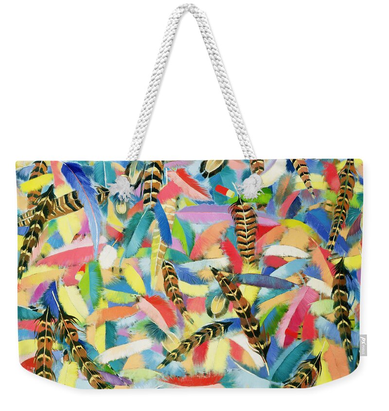 Feather Weekender Tote Bag featuring the painting Free Flight by Andrew Hewkin