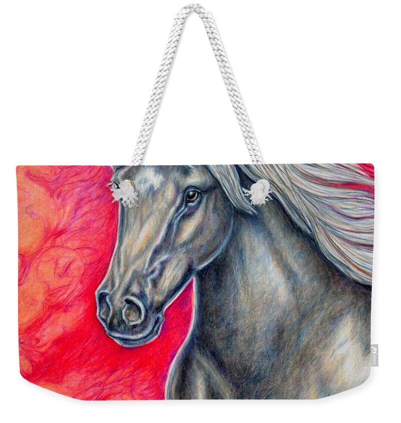 Animal Horse Nature Stallion Bronze Red Weekender Tote Bag featuring the painting Free Spirit by Gail Butler